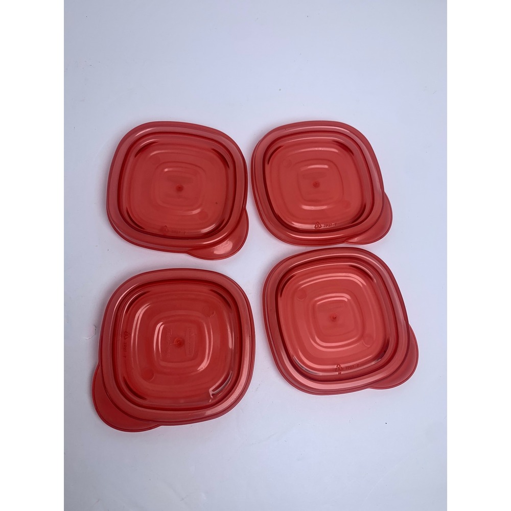 Rubbermaid TakeAlongs Red Square Replacement Lids Set of 4 7P27 3.75"